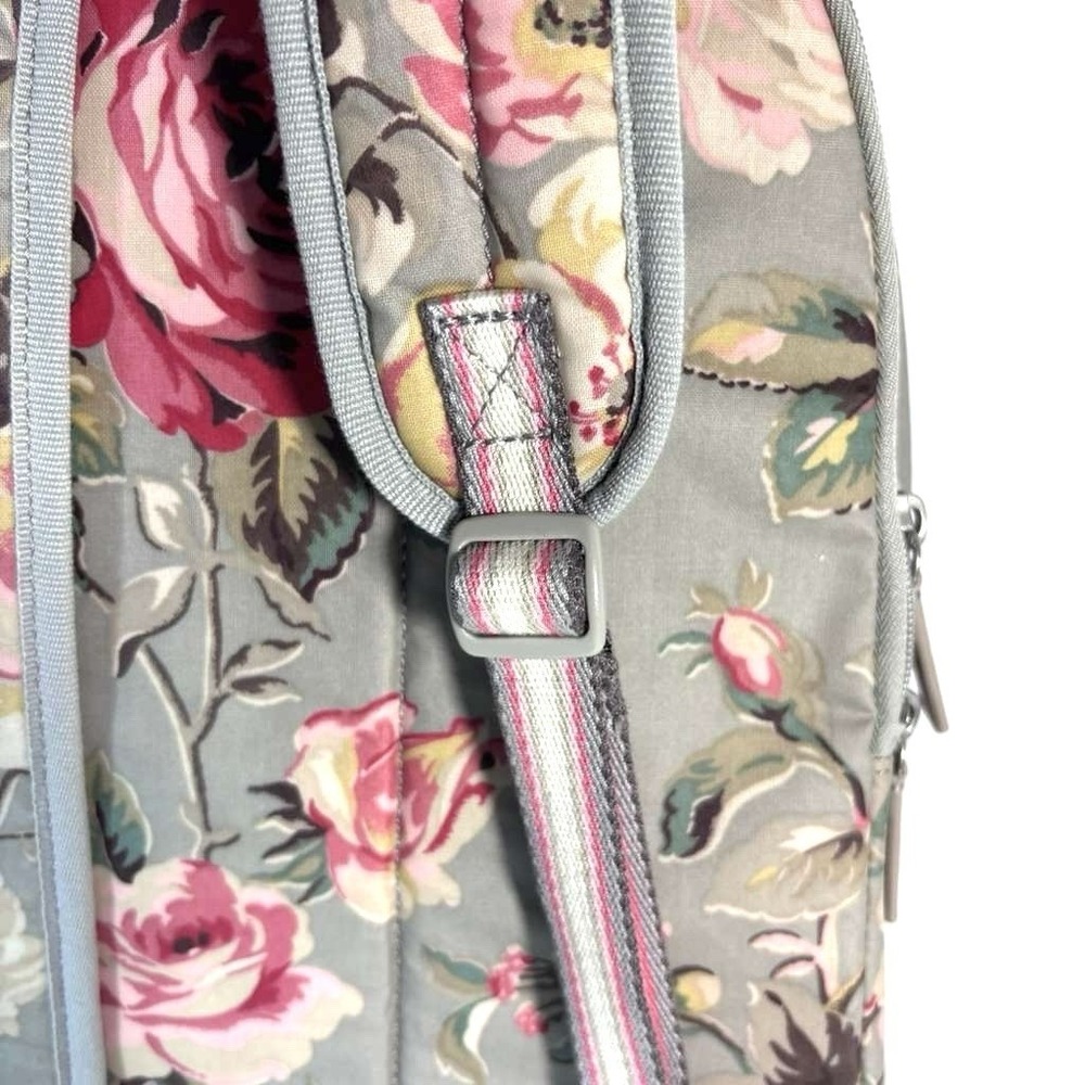 Cath Kidston Anemone Multi Pocket Backpack W/13" Travel Bag Rose Print Gray Pink - Picture 8 of 9